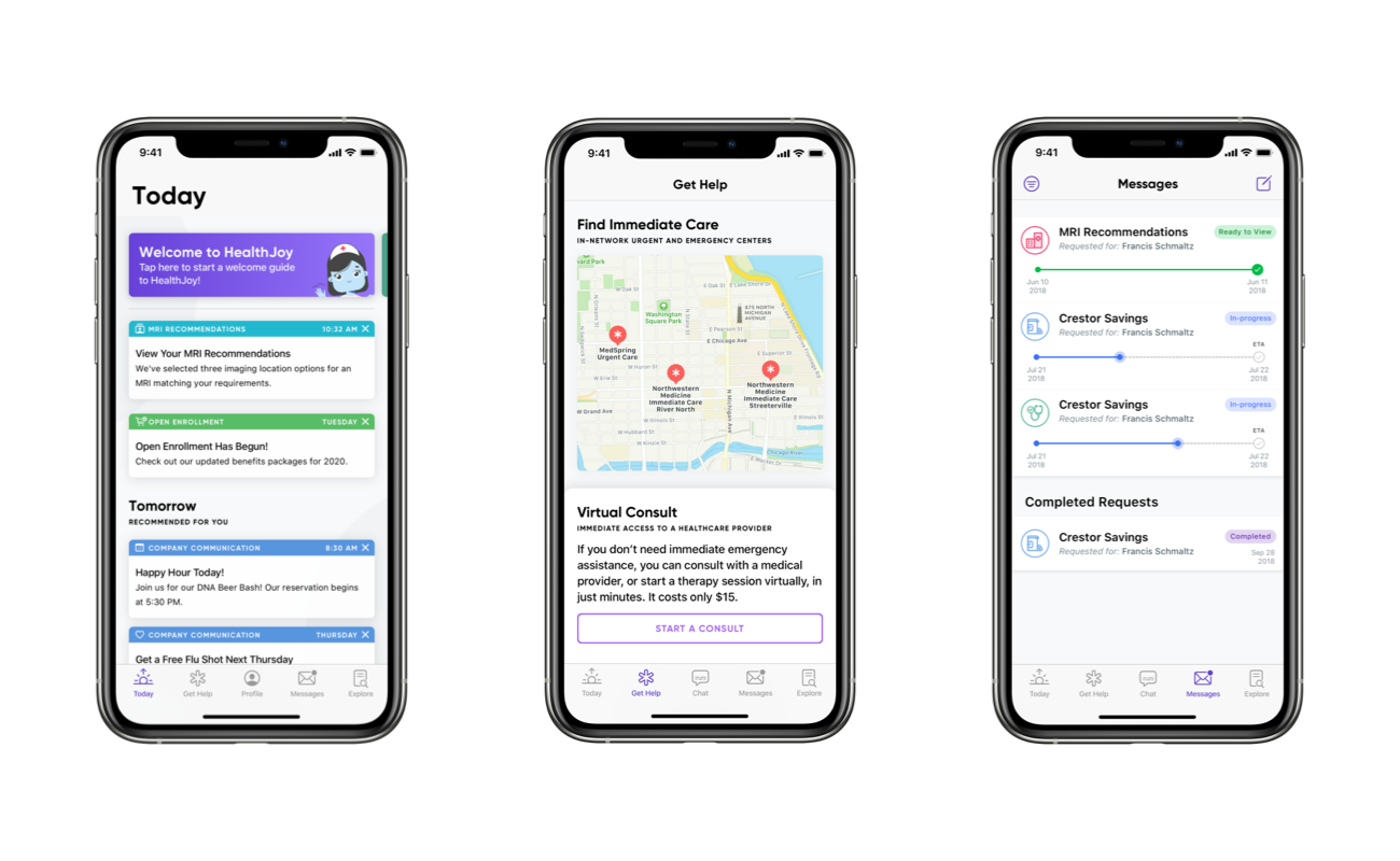 HealthJoy app interface comparison