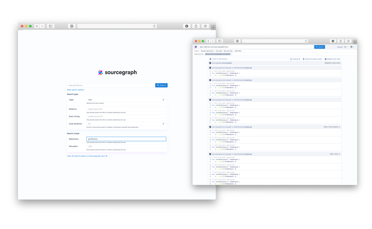 Sourcegraph Code Search project preview